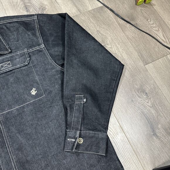 Vintage Rocawear Grey/Black Denim Jean Jacket Y2K 90s Hip Hop, Jay Z Mens Sz XL - Picture 2 of 8